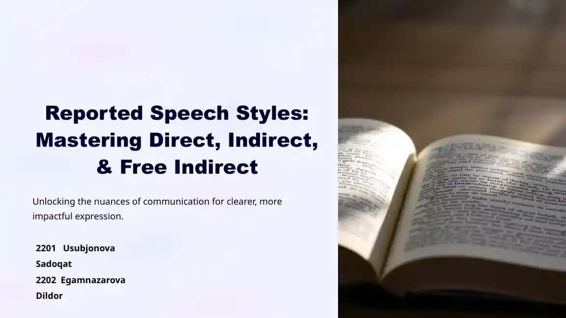 Reported Speech Styles: Mastering Direct, Indirect, & Free Indirect