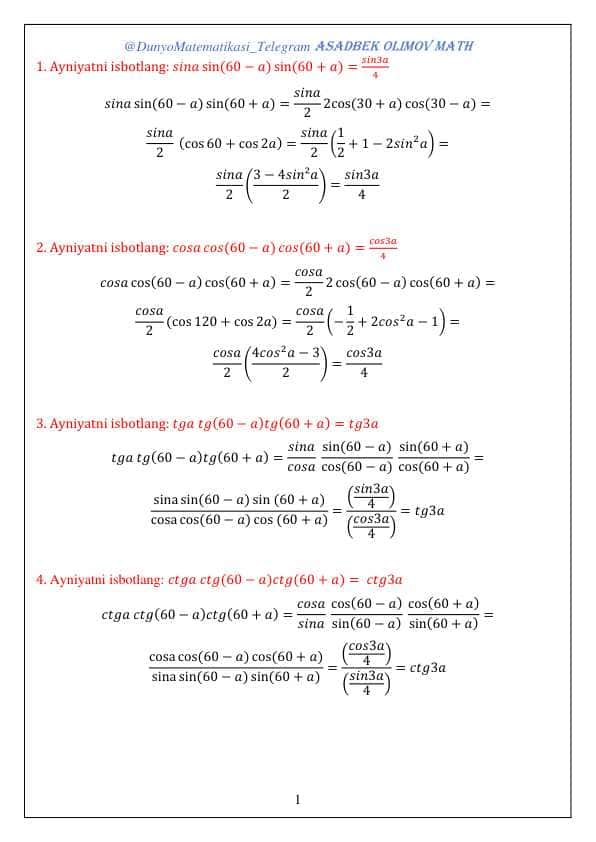 Matematika 50 ta formula isboti