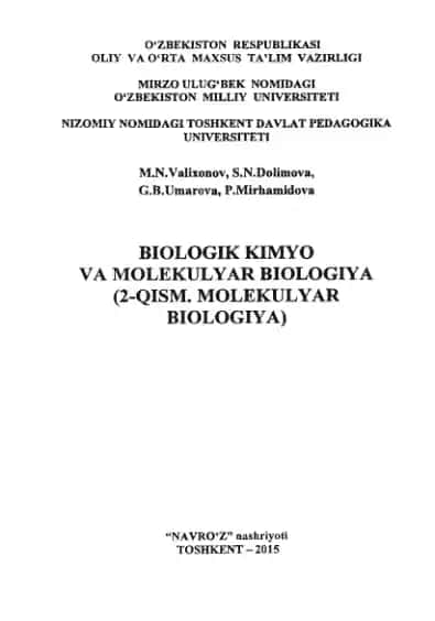 Biologik kimyo va molekulyar biologiya (2-qism)