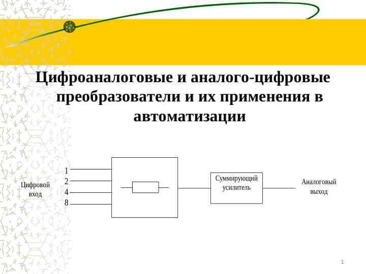 Цифроаналоговые и аналого-цифровые преобразователи и их применения в автоматизации