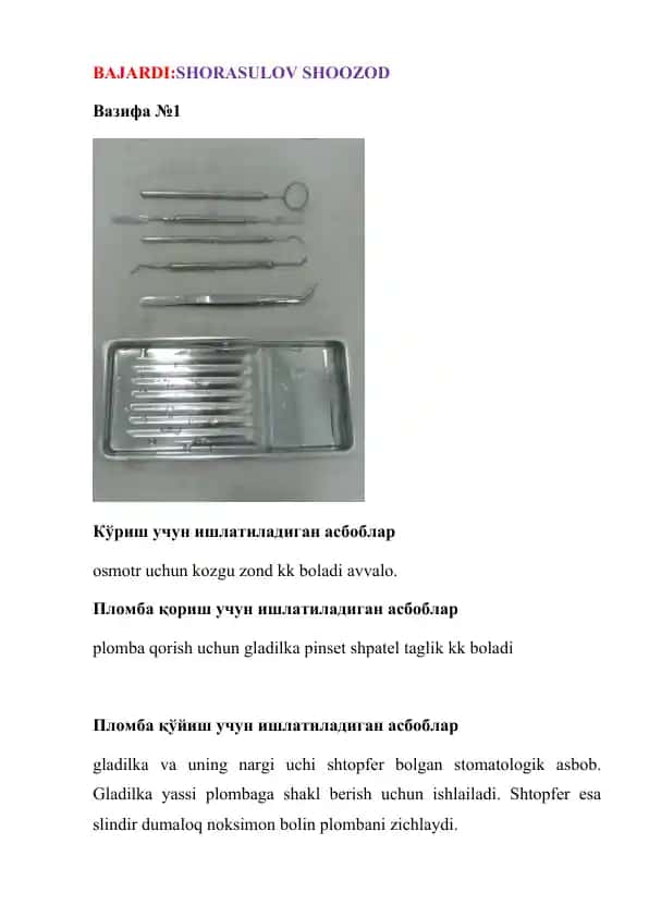 Stomatologik asboblar