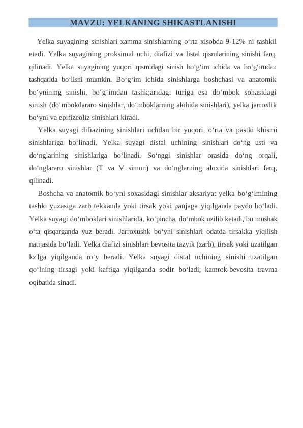 YELKANING SHIKASTLANISHI
