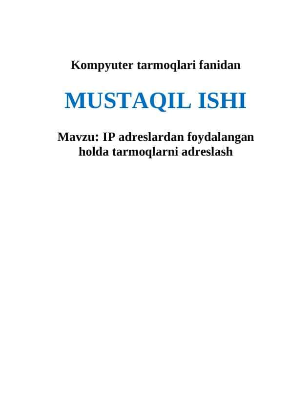 IP-adreslardan foydalangan holda xostlarni adreslash