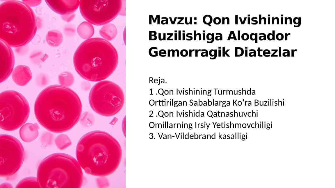 QON IVISHINING BUZILISHIGA ALOQADOR GEMORRAGIK DIATEZLAR