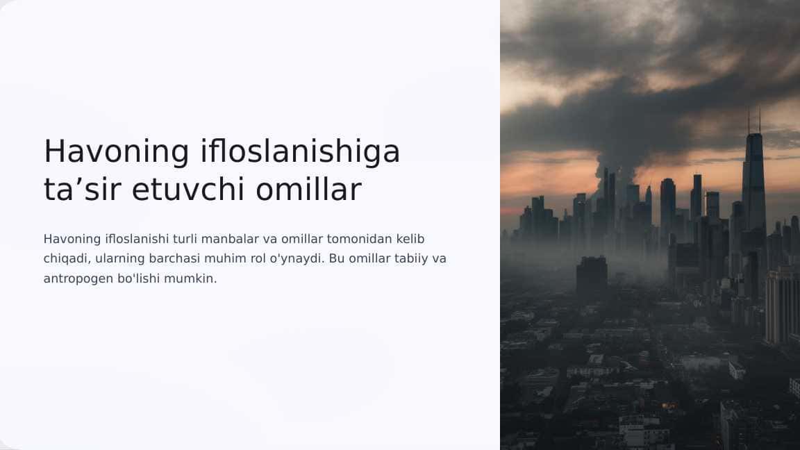 Havoning ifloslanishiga tasir etuvchi omillar