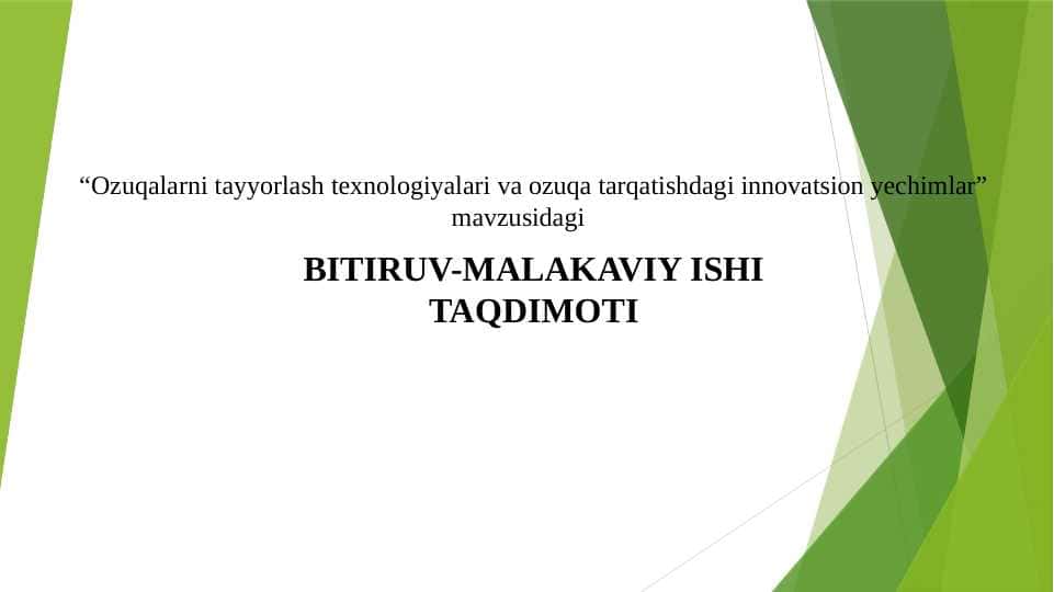 Ozuqalarni tayyorlash texnologiyalari va ozuqa tarqatishdagi innovatsion yechimlar