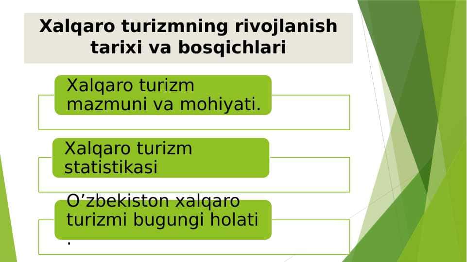Xalqaro turizmning rivojlanish tarixi va bosqichlari