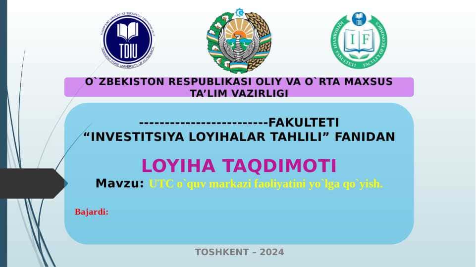 O'quv markaz kurs loyihasi