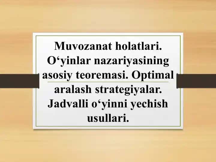 Oʻyinlar nazariyasining asosiy teoremasi