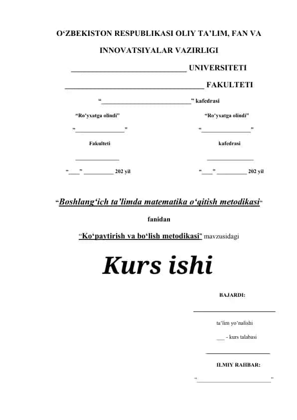 Ko'paytirish va bo'lish metodikasi