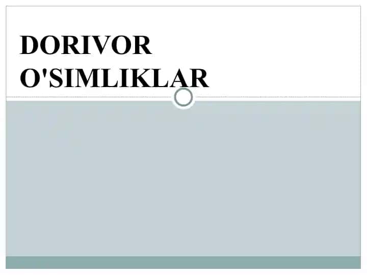 Dorivor o'simliklar