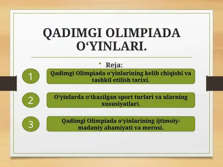 QADIMGI OLIMPIADA O‘YINLARI.