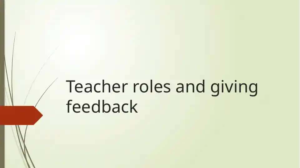 Teacher roles and giving feedback.