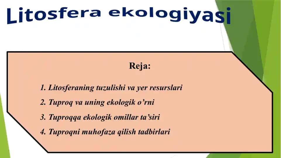 Litosfera ekologiyasi.