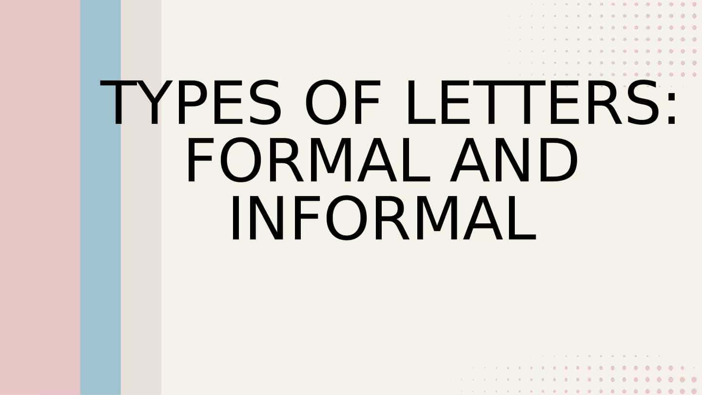 Types of letter: formal and informal