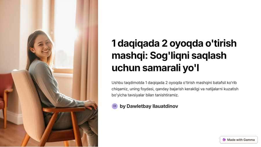 1 minutda 2 ayoqda otirib turish