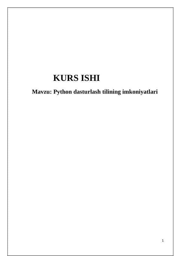 Python dasturlash tilining imkoniyatlari