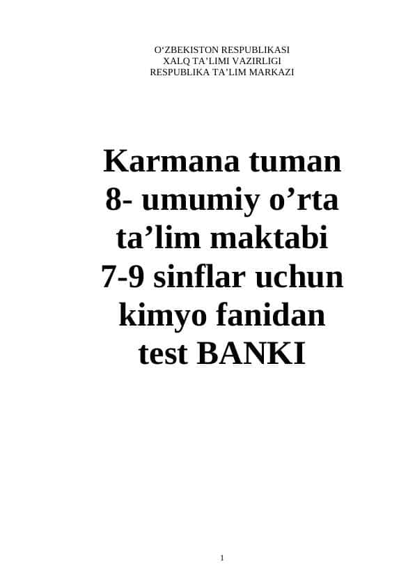 kimyodan masalalar