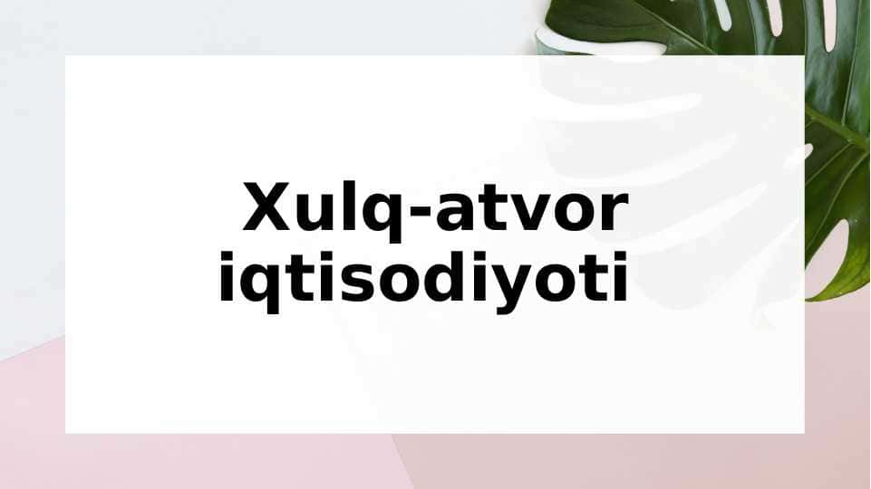 Xulq-atvor iqtisodiyoti