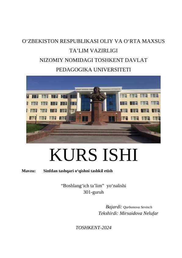 Sinfdan tashqari o‘qishni tashkil etish
