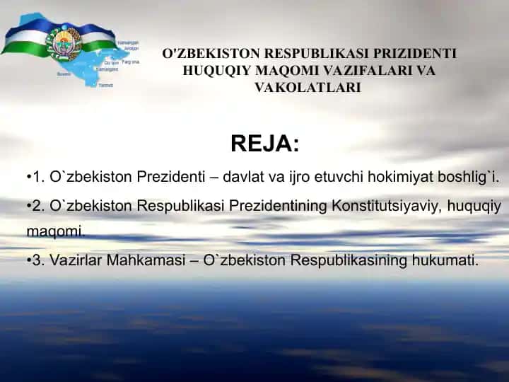 O'ZBEKISTON RESPUBLIKASI PRIZIDENTI HUQUQIY MAQOMI VAZIFALARI VA VAKOLATLARI