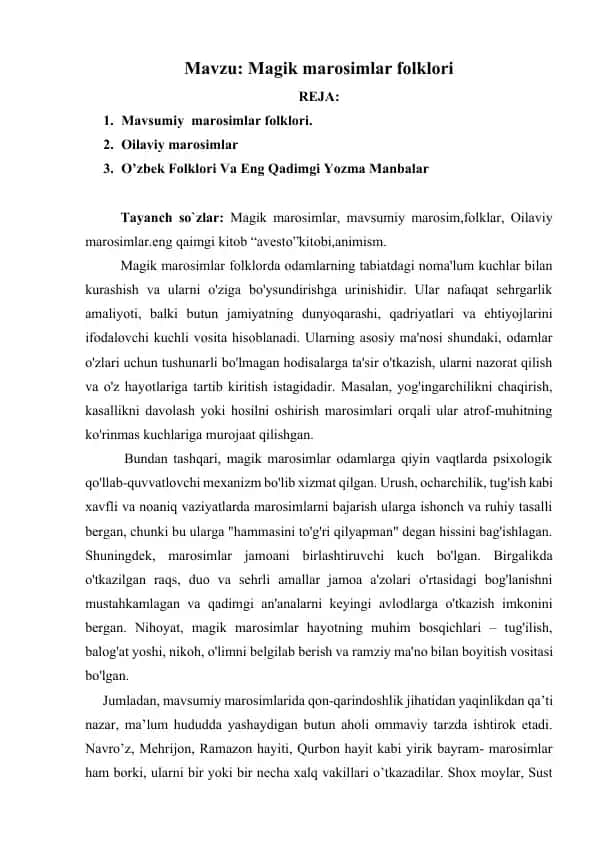 Magik marosimlar folklori