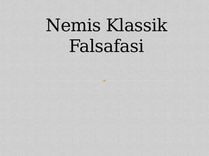 Nemis Klassik Falsafasi