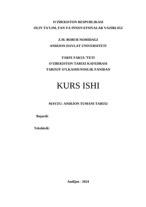 ANDIJON TUMANI TARIXI