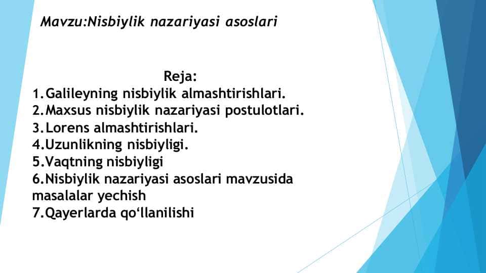 Nisbiylik nazariyasi asoslari