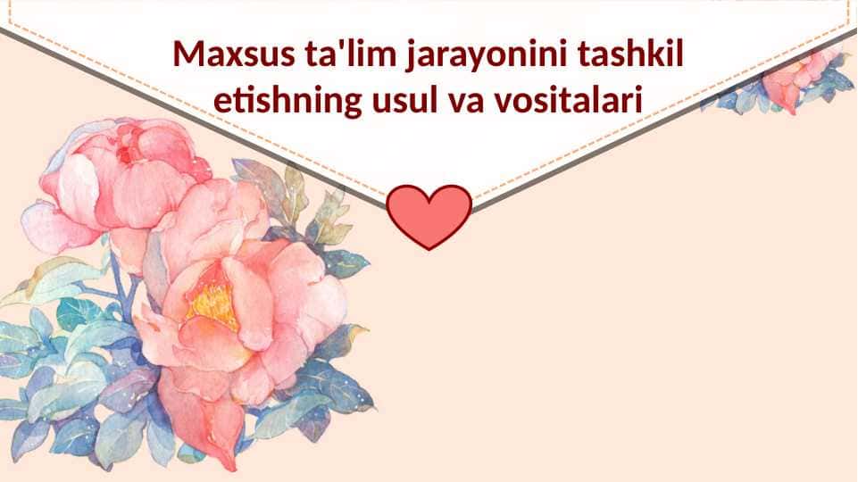 Maxsus ta'lim jarayonini tashkil etishning usul va vositalari