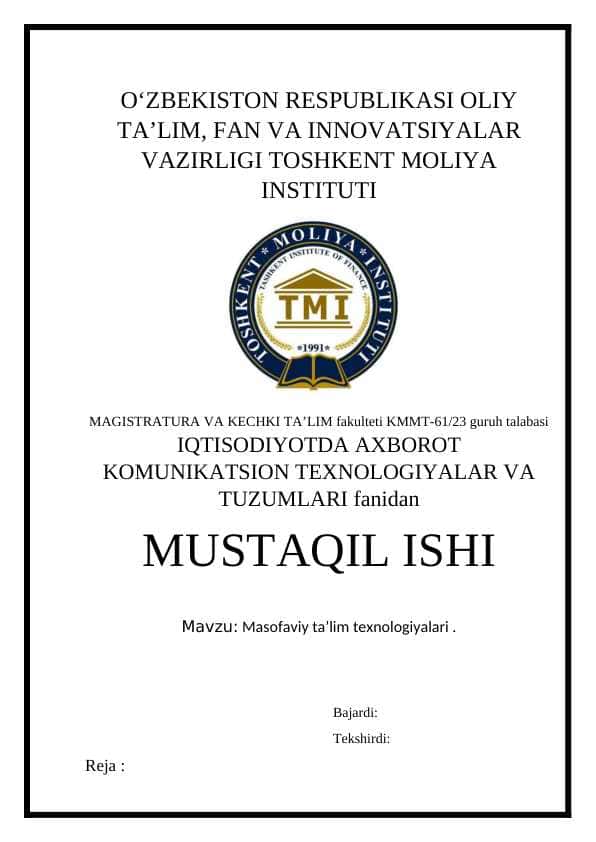 Masofaviy ta’lim texnologiyalari