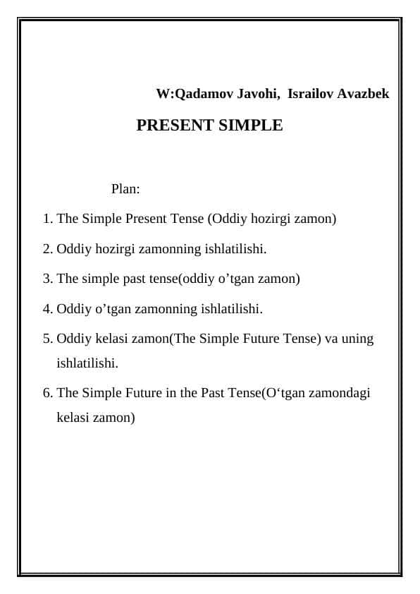 PRESENT SIMPLE