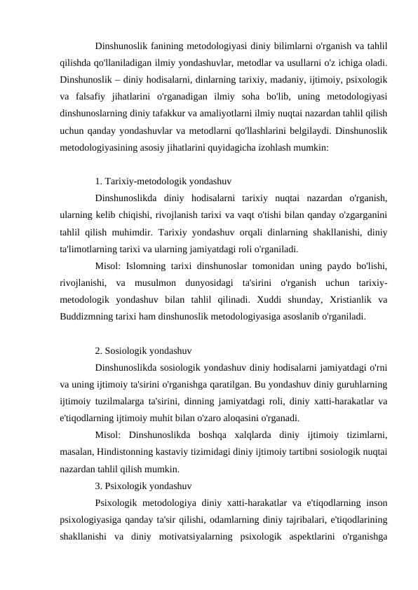 Dinshunoslik fanining metodologiyasi.docx