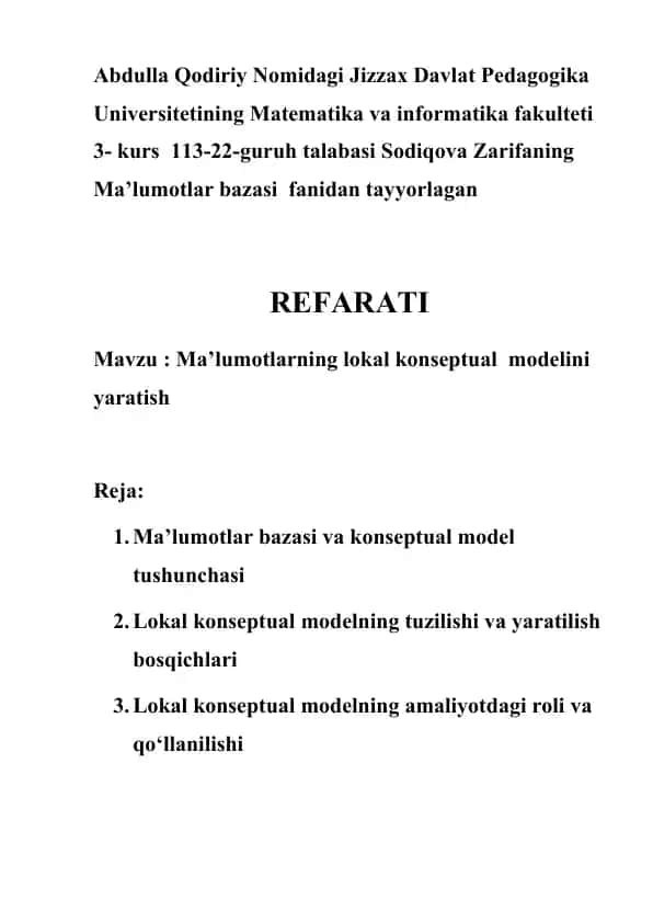 Ma'lumotlar bazasi konseptual modeli