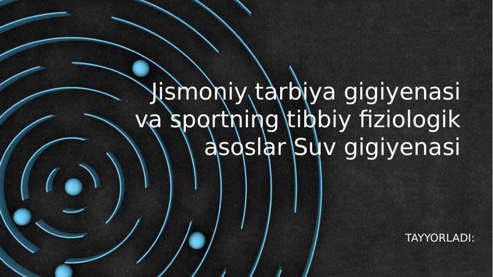 Jismoniy tarbiya gigiyenasi va sportning tibbiy fiziologik asoslar Suv gigiyenasi