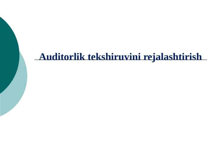 Auditorlik tekshiruvini rejalashtirish