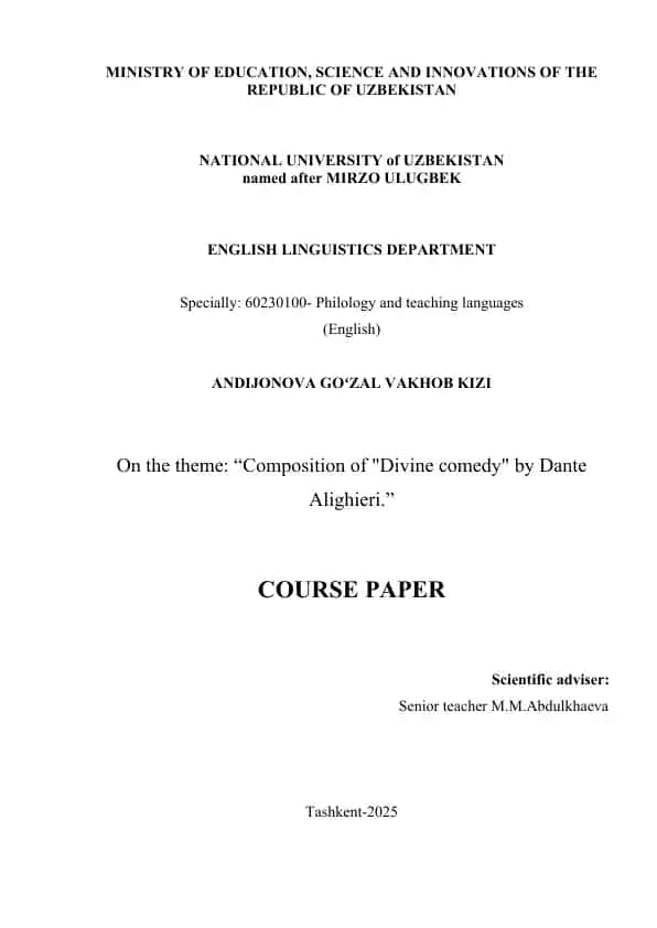 Composition of "Divine comedy" by Dante Alighieri