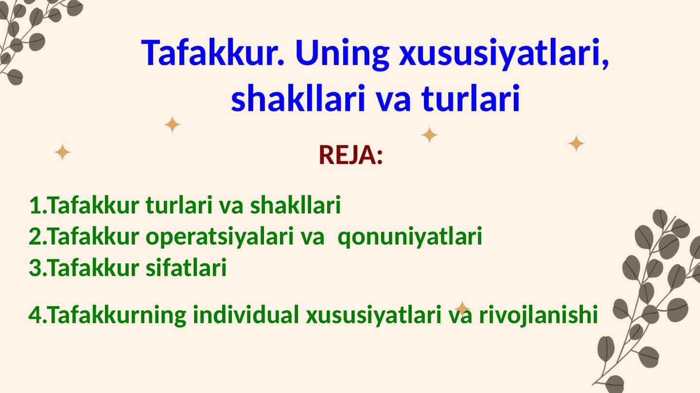 Tafakkur. Uning xususiyatlari, shakllari va turlari
