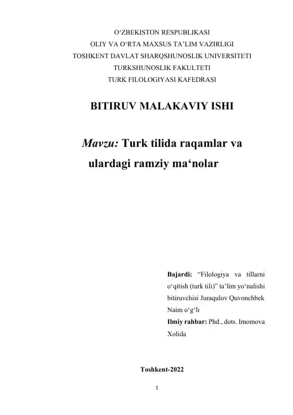 Turk va o'zbek tillarida raqamlarning ramziy ma'nolari