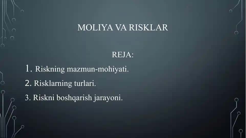 Moliya va risklar
