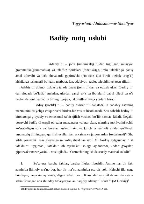 Badiiy nutq uslubi