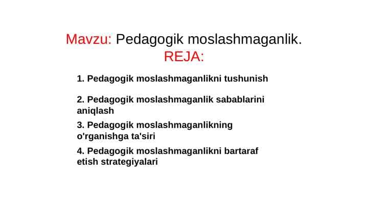 pedagogik moslashmaganlik