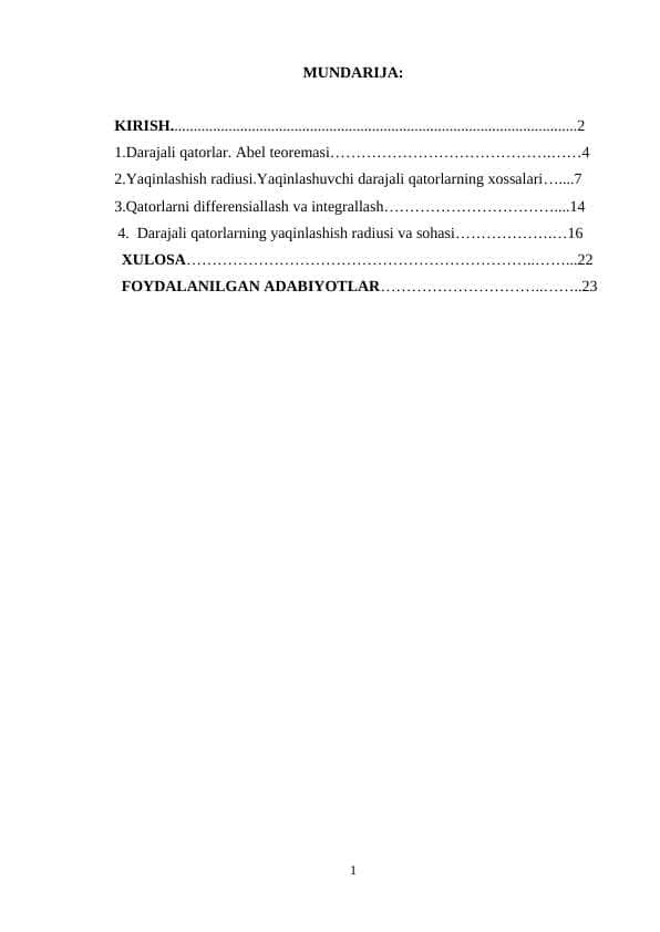 Darajali qatorlar