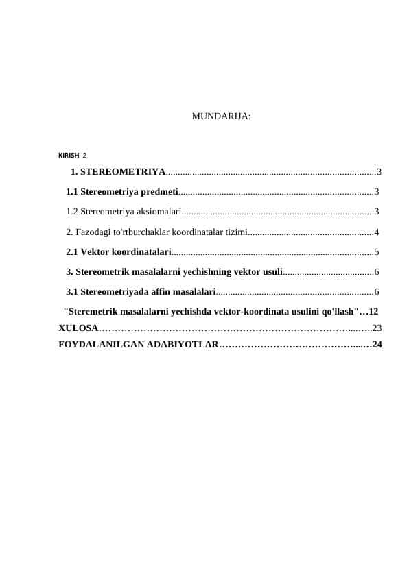 streometriyada vektorlar