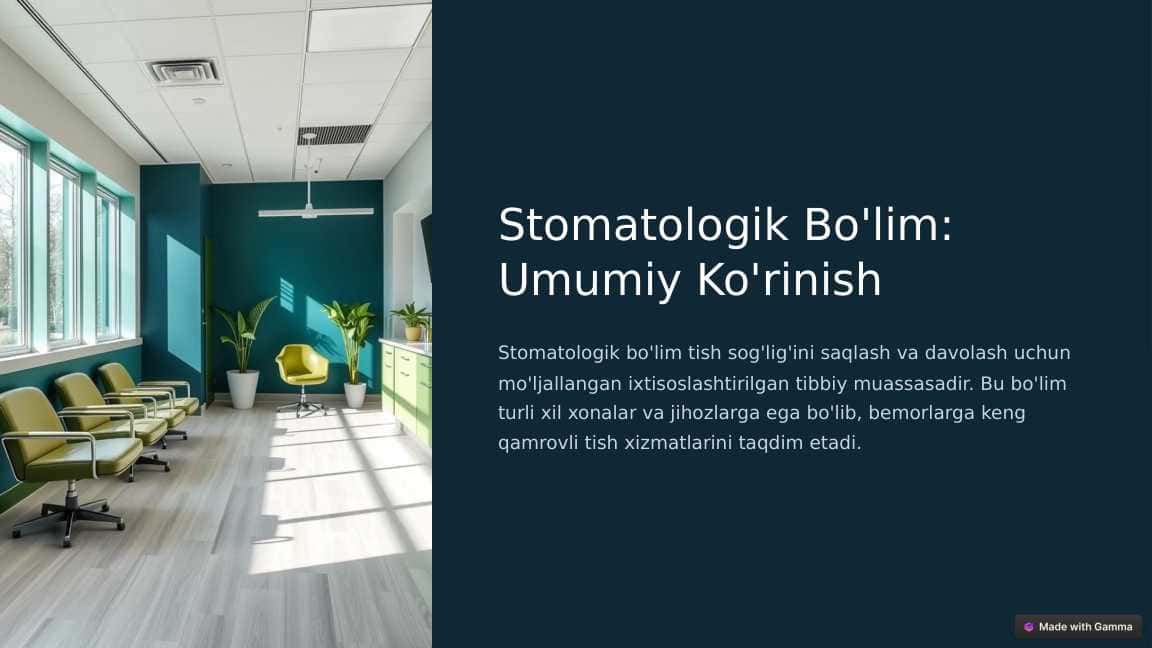 Stomatologik Bo'lim Umumiy Ko'rinish
