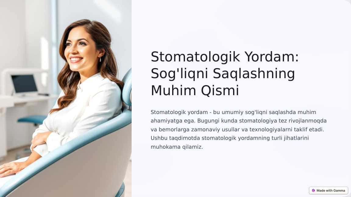 Stomatologik yordam va uni tashkil etish