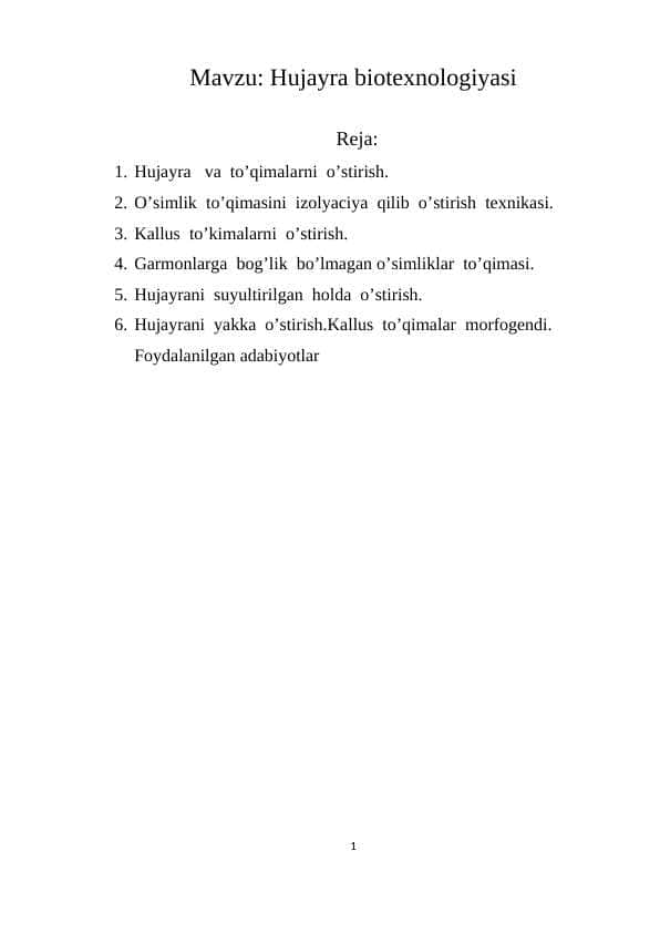 Hujayra biotexnologiyasi