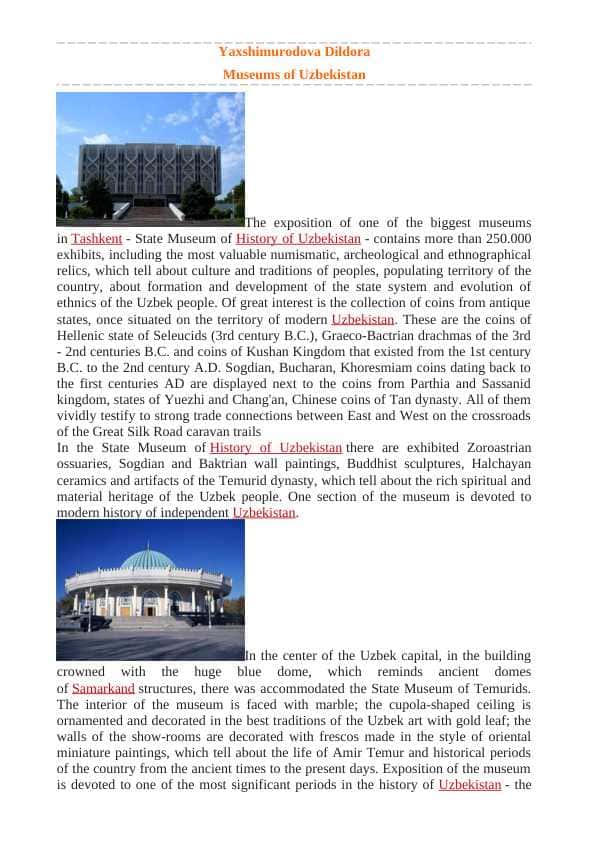 Museums of Uzbekistan