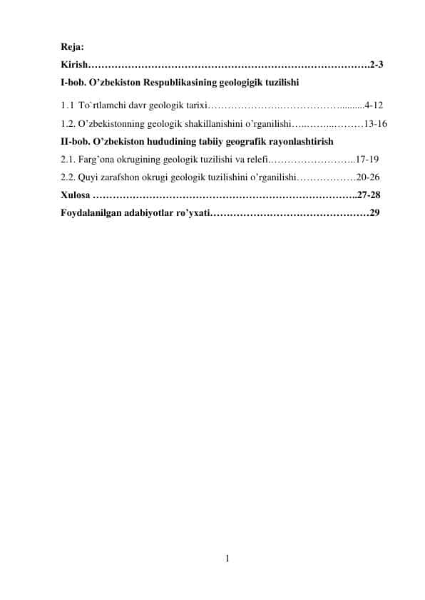 O’zbekiston Respublikasining geologigik tuzilishi