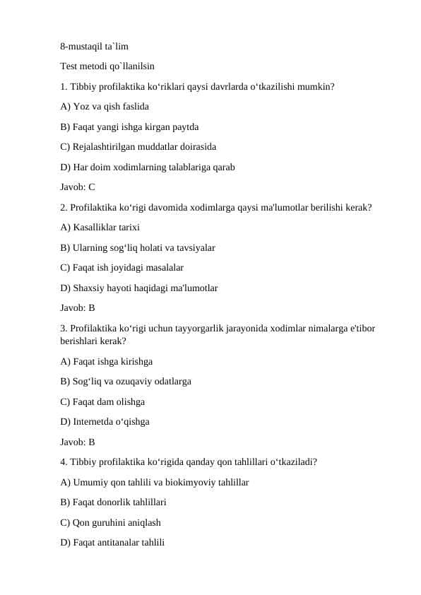 Tibbiy profilaktika koʻriklar